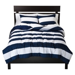 Blue & White Rugby Stripe Comforter (Full/Queen) - Room Essentials , Nighttime Blue