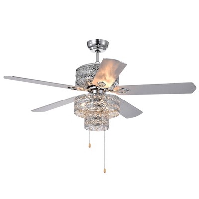 52" x 52" x 24" 5-Blade Chow Lighted Ceiling Fan Silver - Warehouse Of Tiffany