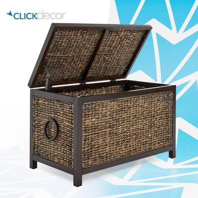 Wilson Rustic Brown Wicker Storage Trunk with Acacia Frame