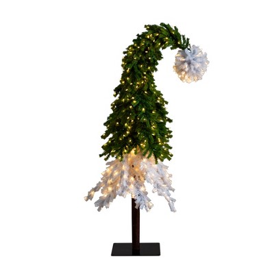 Nearly Natural 7-ft Holiday Green & White Santa’s Hat Christmas Tree with 500 LED lights and 1275 Bendable Branches