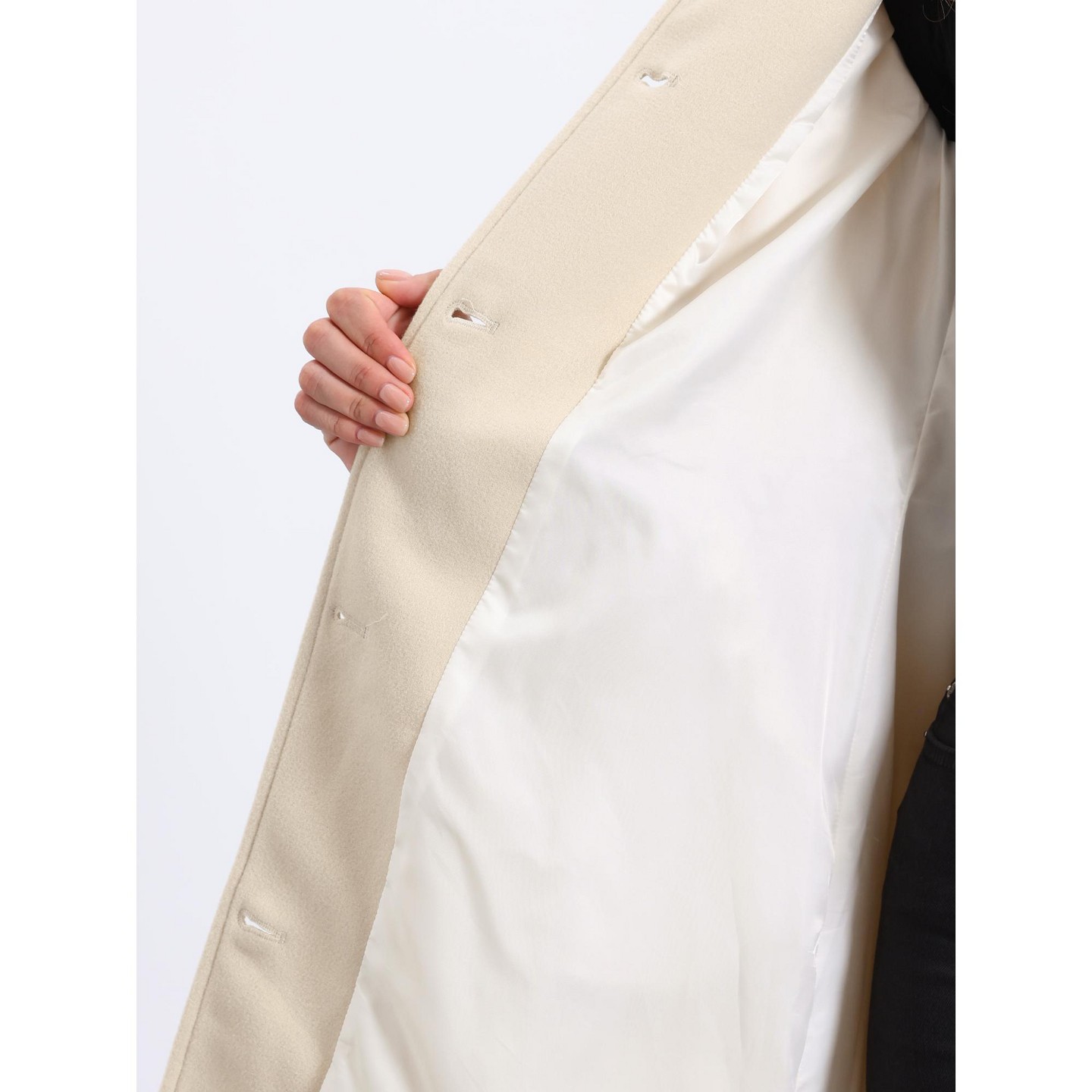 Женская куртка Allegra K Lapel Button Down Single Breasted Long Sleeve Elegant Winter Pea Coat Small Beige, цвет: Бежевый — фото 5