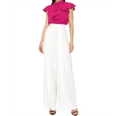 Women's High Waist Front Double Layered Wide Pant - INA Fashion