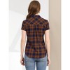 INSPIRE CHIC Women's Classic Short Sleeve Button Down Plaid Shirt - 3 of 4