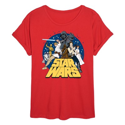 Women's - Star Wars - Luke and Friends Retro Group Oversized Graphic T-Shirt
