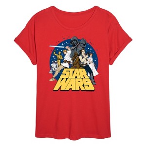 Women's - Star Wars - Retro Group Oversized Graphic T-Shirt - 1 of 4