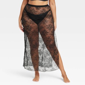 Women's Lace Unlined Lingerie Skirt - Auden™ Black - 1 of 4