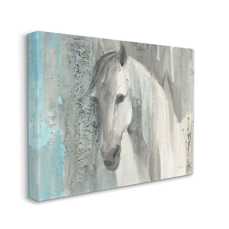 Stupell Industries White Wild Horse Portrait Farm Animal Blue Grey Watercolor, 1 of 6