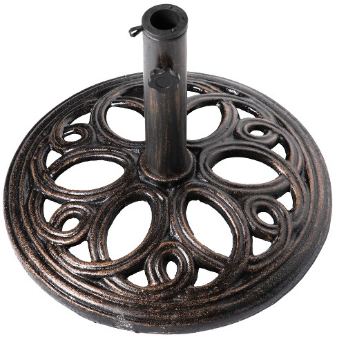 Gardenised Decorative Cast Iron Patio Umbrella Base, 24 Lbs Round