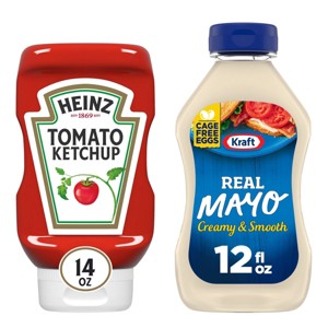 Heinz 14oz Ketchup + Kraft 12 fl oz Real Mayonnaise - 1 of 4