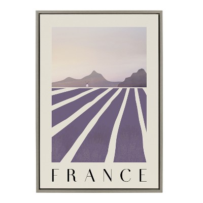 Kate and Laurel Sylvie Travel Poster France Framed Canvas by Chay O., 23x33, Gray
