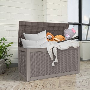 Lirago 100 Gal 380L Outdoor Storage Box with Lid Weatherproof Polypropylene Resin UV Protected KD Design Brown - 1 of 4