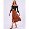 INSPIRE CHIC Women's Party Elastic Waist Metallic Shiny Accordion Pleated Midi Skirt - 3 of 4