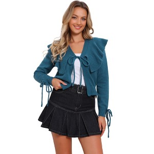 Jess by Meiko Women's Lightweight Flouncy Tie Cardigan - 1 of 4