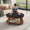 Modern Large Round Ottoman Coffee Table, Side Table With 2-Tier, Coffee Table With Storage In Wood-Cuddlewood - 3 of 4