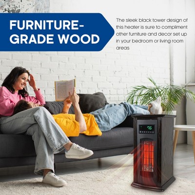 LifeSmart Black Infrared Quartz Electric Tower Space Heater