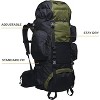 65L Internal Frame Backpack for Hiking, Camping, Backpacking, Rain Cover Included, Olive - 2 of 4