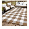 Black and white - 9*12 feet  Outdoor Area Rug Plastic Waterproof  Stain Resistant Checkered Reversible Light Weight Portable Mat UV Resistant Carpet - 4 of 4
