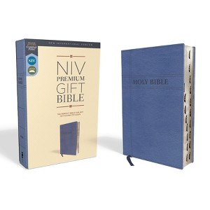 Niv, Premium Gift Bible, Leathersoft, Navy, Red Letter Edition, Indexed, Comfort Print - by  Zondervan (Leather Bound) - 1 of 1
