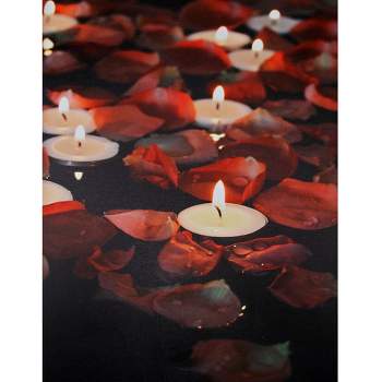 Northlight White and Red Rose Petal LED Flickering Canvas Wall Art 15.75" x 11.75"