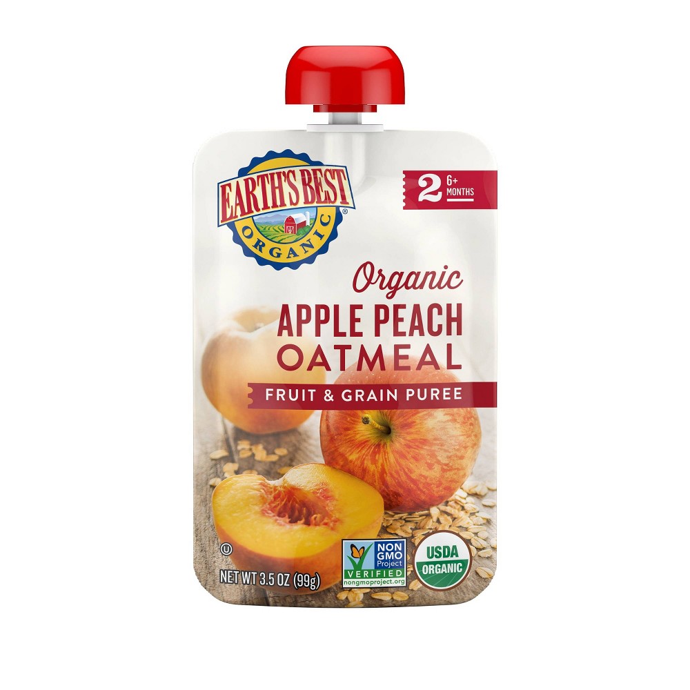 Photos - Baby Food Earth's Best Organic Apple Peach Oatmeal  Pouch - 3.5oz
