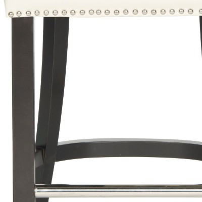 Espresso Birchwood and Flat Cream Bicast Leather Counter Stool
