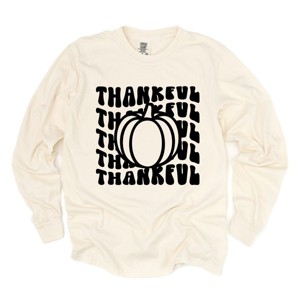Simply Sage Market Stacked Thankful Pumpkin Garment Dyed Long Sleeve - 1 of 4