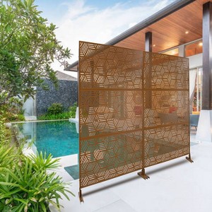 CAVINAS Patio Decorative Screen Metal Fence Privacy Screen with Striped Rhombus Pattern for Outside and Garden, 76" H×48" W - 1 of 4