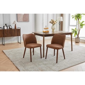 Modern Dining Chair Set of 2, Upholstered Accent Side Chairs, Fabric Side Dining Room Chairs with Wood Legs for Kitchen Dining Room Restaurant - 1 of 4