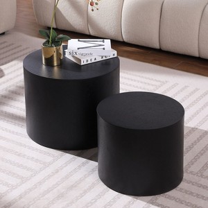 Round Coffee Table Set of 2,Nesting Side Table End Table,Modern Drum Side Table for Small Space,Living Room, Office,Bedroom-Cuddlewood - 1 of 4