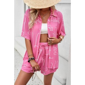 I am a Fashion Junky Allover Print Elastic Shorts Two Pieces Button Set - 1 of 4