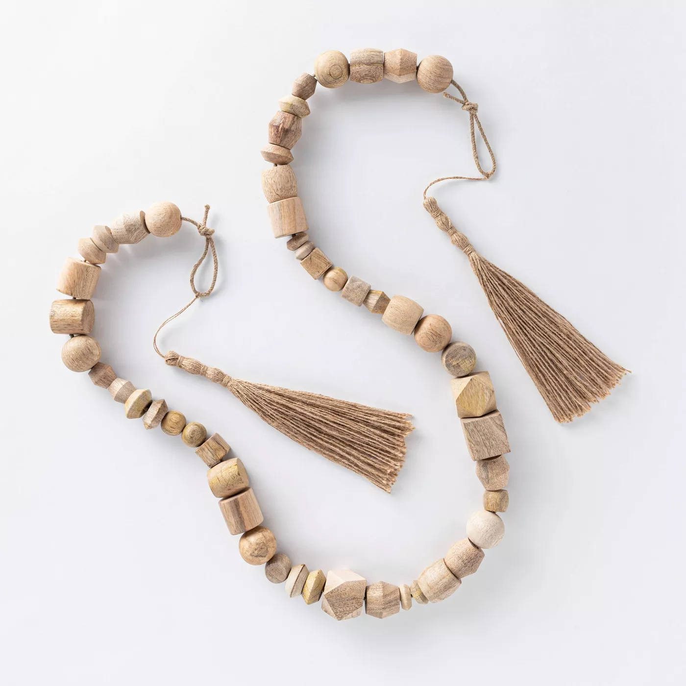 96" Decorative Wooden Bead Garland Natural - Threshold™ designed with Studio McGee - image 1 of 17
