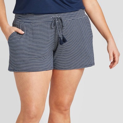  Women's Plus Size Striped Beautifully Soft Pajama Shorts - Stars Above™ Navy 2X 