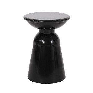 Pelon Outdoor Round Iron Side Table Black - Christopher Knight Home: Modern Pedestal, No Assembly Required - 1 of 4
