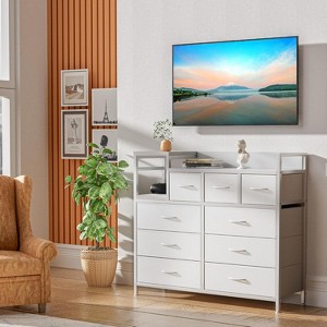 Garvee Black 9 Drawers Willow TV Stand with Charging Station,Wide TV Stand with Open Shelf - 1 of 4