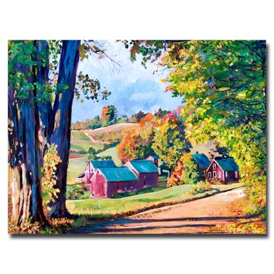 Trademark Fine Art -David Lloyd Glover 'Road to Jenne Farm, Vermont' Canvas