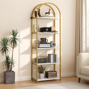 Coucheta 4/5 Tier Arched Bookshelf, Industrial Bookcase with Metal Frame, Open Storage Shelf for Living Room, Bedroom & Office - 1 of 4