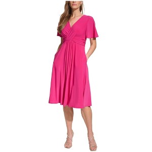 Jessica Howard Womens Crossover Midi Dress, Pink, 8 - 1 of 1
