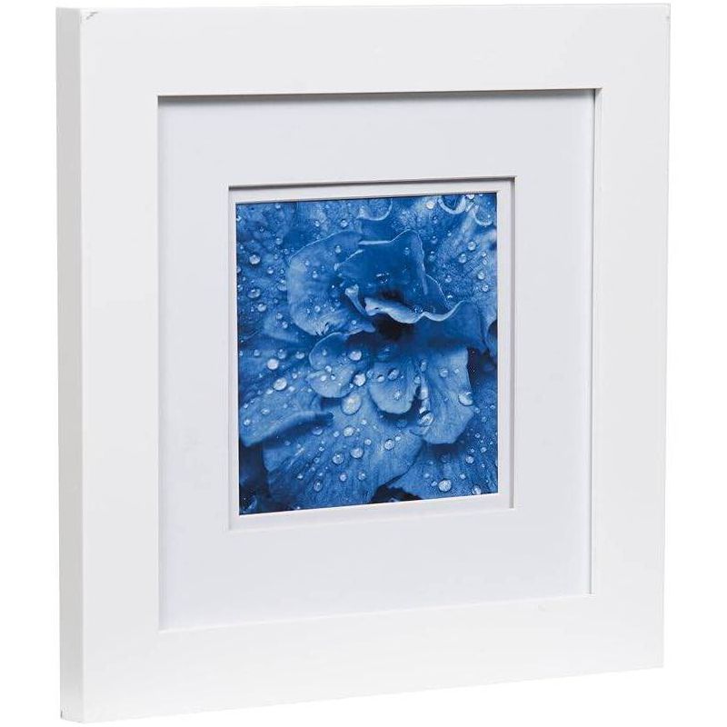 Gallery Solutions 8&#34;x8&#34; Flat White Tabletop Wall Frame with Double White Mat 5&#34;x5&#34; Image, 2 of 6