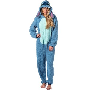 Disney Lilo And Stitch Adult Unisex Stitch Costume Fleece One Piece Pajama Union Suit - 1 of 4