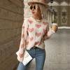 Coolmee Women's Cute Heart Sweater Love Print Valentine Romantic Knitted Top Casual Crewneck Long Sleeve Sweaters Pullover - 3 of 4