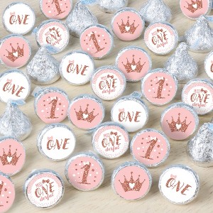 Big Dot of Happiness 1st Birthday Little Miss Onederful - Girl First Birthday Party Small Round Candy Stickers - Party Favor Labels - 324 Count - 1 of 4