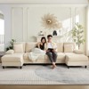 Mjkone 112" U Shaped Sectional Couches, Corduroy Sectional Sofa with Double Chaises and Sleepable Armrests, Large 4 Seater Sofa - 2 of 4
