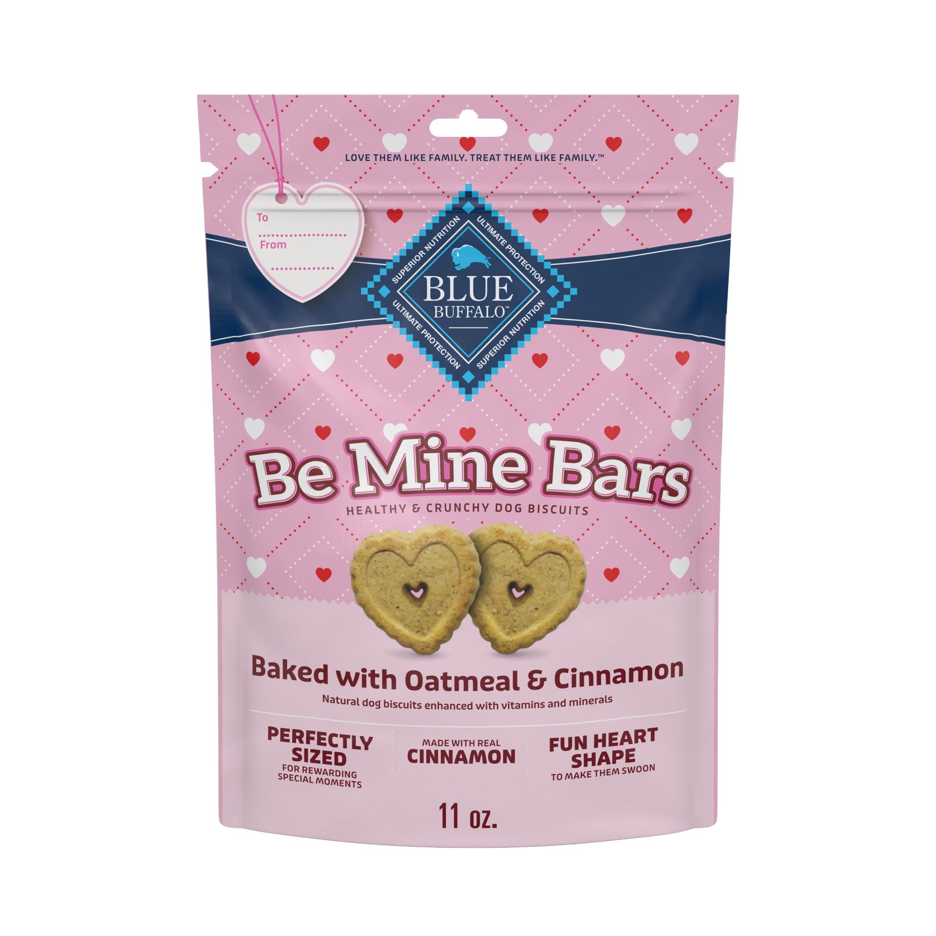Blue Buffalo Valentine Bars Cinnamon and Oatmeal Flavor Crunchy Treats - 11oz