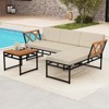Tangkula Set Of 3 L-Shaped Outdoor Furniture Set Acacia Wood Patio Sectional Cushioned Conversation Sofa with Square Coffee Table - 3 of 4