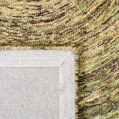 Green Hand-Tufted Wool Round Area Rug, 4' x 6'