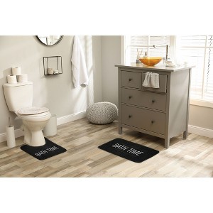 Evideco French Home Goods Non-Slip Microfiber Bathmat with 'Bath Time' Design - 1 of 4