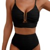 Coolmee 2 Piece Bestselling Bikini Set U-Wire Cutout Swimsuit High Waisted Textured Summer Beach Swim Bathing Suits - 2 of 4