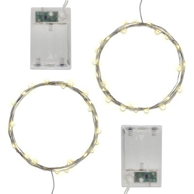LumaBase Battery-Operated LED Fairy String Lights, Warm White - Set of 2