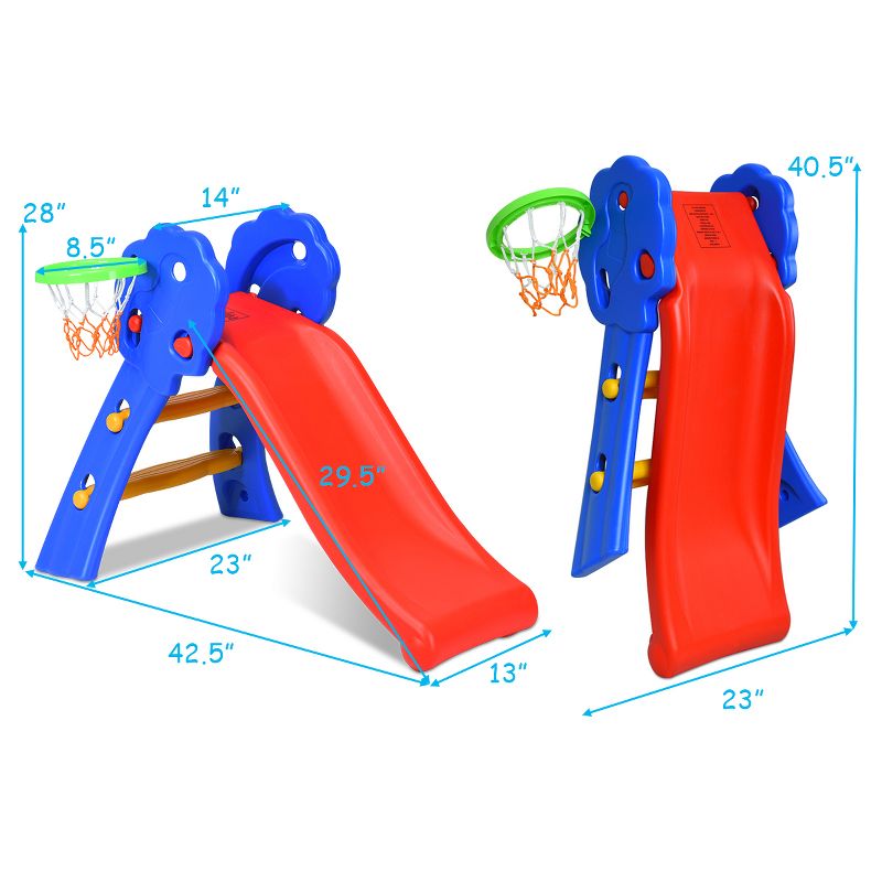 Costway Children Kids Toddlers Folding Slide with Bask, 4 of 9