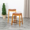 FONTOI 32" Upholstered Barstools with Fixed Seat Height, Bar Stools without Backs for Living Room Kitchen, Brown, 17"*32"*20" - 4 of 4
